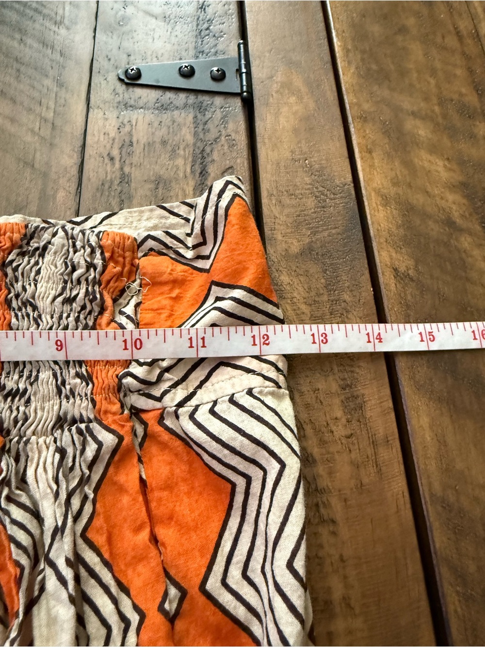 Sz M Pahiesa Formentera Orange & Cream Geometric Wide Leg Flare Stretch Pants - Picture 5 of 7